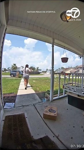 Doorbell camera shows delivery driver tossing package onto porch