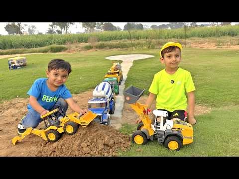 Vehicle Stuck on Road! Kids Rescue Mission with JCB & Loader | Construction Toys Story