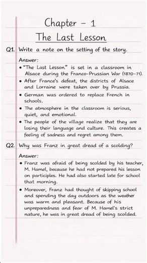 The last lesson English Class 11th