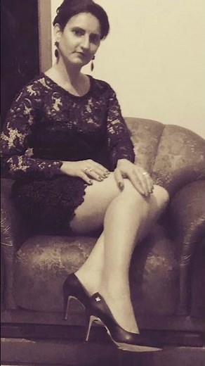 Lady in Lace Dress: Elegant Seated Portrait#ElegantPortrait #LaceDress #HighHeels