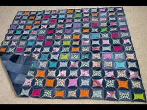 Faux Cathedral Window Quilt as you go Demin