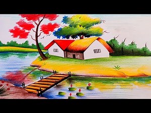 Landscape Scenery Drawing by Color Pencil /Color pencil Drawing for Beginners