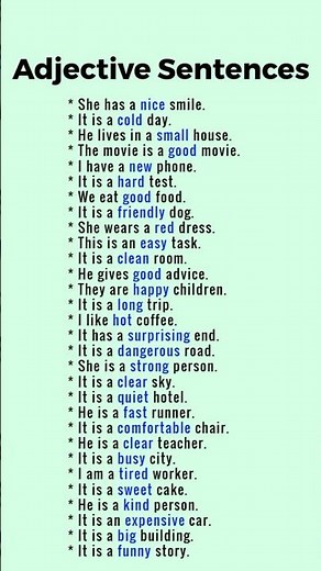 30 Adjective Sentence Examples #adjectives #shorts
