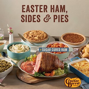 608 reactions · 27 shares | Easter ham + sides + pies = a delicious homestyle dinner. Pre-order yours now & Heat n’ Serve on Easter. Available for pickup 3/28-3/31 | Cracker Barrel Old Country Store | Facebook