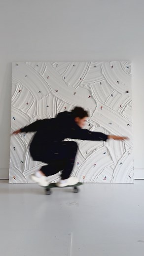 Werner Bronkhorst on Instagram: "This artwork isn’t finished just yet but after painting 61 of these miniature snowboarders and skiers, I can say I’m getting there. This is the biggest painting I have made with mini figures on and I have grown a particularly strong connection to this piece. I guess that’s what happens when you spend 3 weeks on the same painting. I thought of calling it ‘Snowflakes’. It’s a simple title but it says a lot."