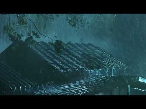 Heavy Stormy Night to Sleep Instantly | Intense Rain & Strong Thunder with Wind | Hurricane Sounds