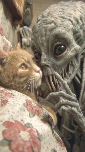 This Cat Gave the Creepy Alien a Reality Check #shorts #alien #funny