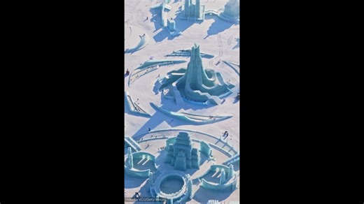 Frozen Majesty: China's Harbin Festival Sparkles from the Skies.