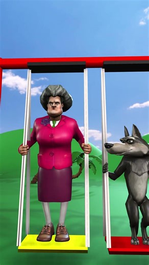 Funny Swing Moments Scary Teacher Wolf and bear | Animation #shorts #funny #scaryteacher3d#animation
