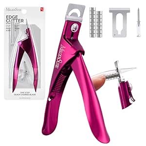 MelodySusie Acrylic Nail Clippers with 15pcs Magnet Sizers, Professional Nail Clippers Cutters for Long Acrylic Gel Nails Tips, Adjustable Stainless Nail Trimmer, Manicure Tool for Salon Home, Plum