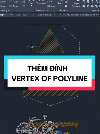 Thêm đỉnh Polyline-Add vertex of Polyline #autocadtutorial #autocad #x...