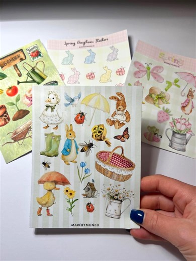 Vintage Spring Sticker Sheet •cottage Core Bunny, Duck, Garden Stickers for Journals & Scrapbooks - Etsy