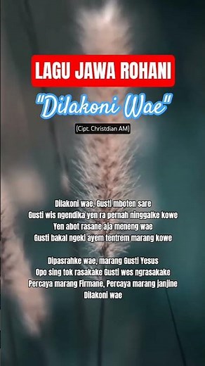 LAGU JAWA ROHANI "Dilakoni Wae" #lagurohani #rohanikristen #lagurohaniterbaru #ch4him #lagukristen