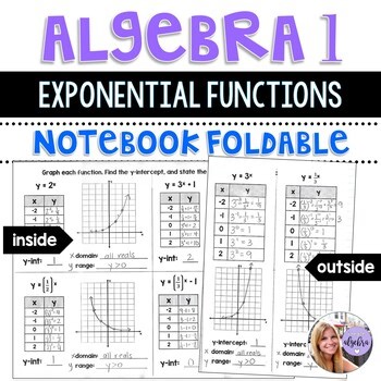 Algebra 1 - Exponential Functions - Graphing Interactive Notebook Foldable