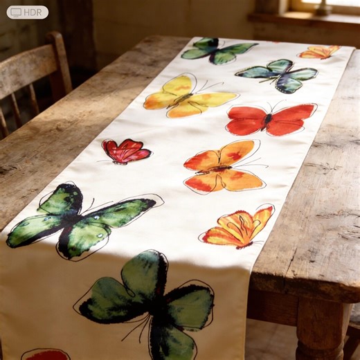 Silk Table Runner, With Silk Screened Butterflies, Hand Beaded and Embroidery, Lined - Etsy