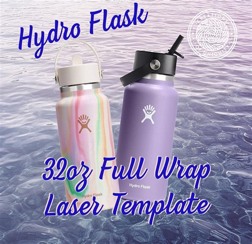 Hydro Flask 32oz Wide Mouth Flex Straw Lid Full Wrap Laser Engraving Template - Precisely Locate Graphics! - Ai Svg Pdf Png Lbrn2 - Etsy