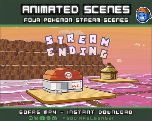 3D Animated Pokemon Town Scenes | Stream Starting Soon | OBS, Streamlabs, Streamelements | Pixel 3D Scene | Ocean Sunset | Pokemon Emerald - Etsy