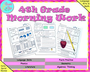4th Grade Morning Work: Daily Math & Reading Review (PDF) - Etsy