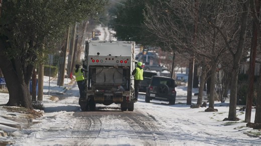 Icy neighborhood streets are delaying trash pickup across North Texas