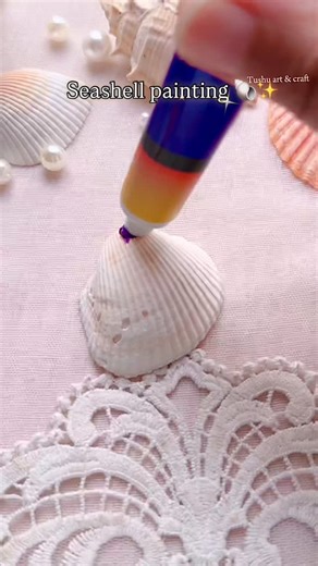 Tushu art & craft on Instagram: "🎨 My First Seashell Painting 🐚 ✨#seashellpaint #tushuartandcraft #art #painting #satisfying"