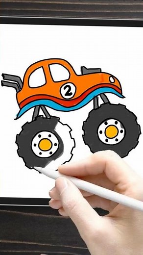 Draw a Monster Car Super Easy! 🚗👾 | Step-by-Step Drawing for Kids | #Burrikiki #drawing