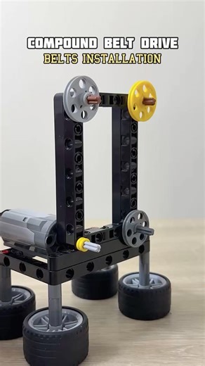 Compound Belt Drive: Belts Installation #lego #legotechnic #belt #mechanical