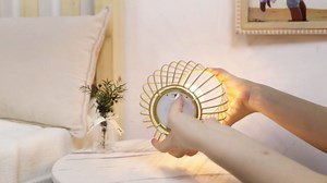 TRIROCKS 7.8''H Cage Shape Cordless Table Lamp Battery operated(Gold)