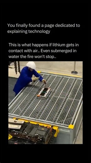 Technology Explained on Instagram: "Follow @explaining.tech to learn everything about technology one post at a time 🧠⚙️ When you see a metal catch fire even underwater, you’re witnessing the raw power of lithium. This element is an alkali metal, one of the most reactive on the periodic table. The moment lithium touches air, it instantly reacts with moisture and oxygen. The reaction is so vigorous and produces so much heat that the metal ignites. If you try to extinguish it with water, th