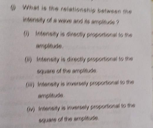 What is the relationship between the intensity of a wave and it... | Filo