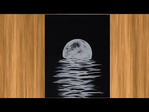 Black and White Moon Reflection | Easy Acrylic Painting for Beginners | Step By Step