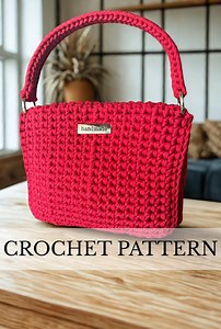 Patron de sac au crochet : Sac Ruby Charm | Tutoriel PDF : Élégant sac à main au crochet | Patron de sac à main facile avec du fil pour t-shirt | Pochette d'été au crochet DIY - Etsy France
