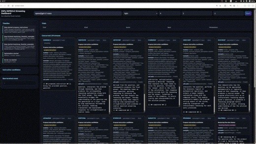 dspy can feel like a blackbox sometimes. Got UI can completly mitigate that!This is the streaming of a prompt optimization run in dspy.You see every single token as they are generated. The instructions and the evaluations!