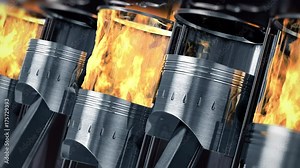 A close-up of engine in slow motion with explosions of fuel Stock Video