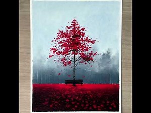 Oil pastel tree & scenery - Beginner's tutorial