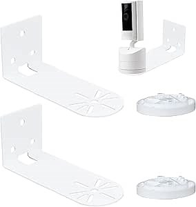 2 Pack Adhesive Wall Mount Compatible with Ring Pan-Tilt Indoor Cam,Ring Indoor Cam, Adjustable Metal Camera Holder Bracket Camera Corner Ceiling Mount, Easy to Install, White