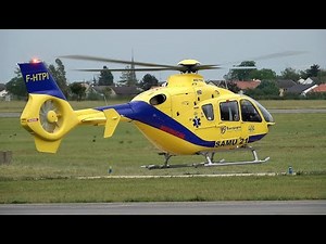 Airbus Helicopters EC135 INAER Samu 21 F-HTPI _ take off at Nancy airport LFSN / hélicoptère H135
