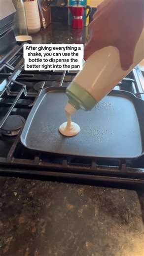 The Whiskware pancake batter bottle makes cooking pancakes easy and mess-free. You can make the batter directly in the bottle, meaning less dishes to clean up after. 🥞 #whiskware #kitchentools #amazonkitchenfinds #amazonkitchenfavorites #pancakeart #howtomakepancakes