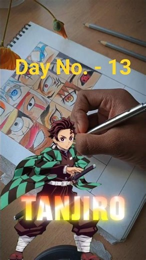 Tanjiro Anime Eyes Drawing 🔥 | Day 13 of Making Anime Eyes for 20 Days 👀