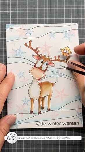 🦌 Reindeer coloring with distress inks and FUN stamping!