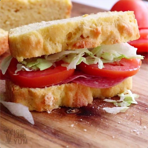 968K views · 65 reactions | You'll love how simple it is to bake up a loaf of coconut flour bread. It's great for making low carb sandwiches as well as stuffing. I even bake it in a muffin top pan for burger buns. What would you use this bread recipe for? PRINTABLE RECIPE : https://lowcarbyum.com/coconut-flour-bread/ | Low Carb Yum | Facebook