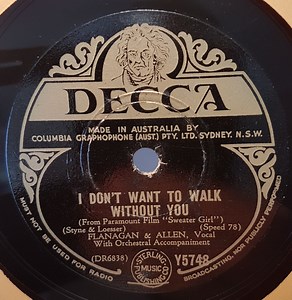 Flanagan And Allen - I Don't Want To Walk Without You / Miss You