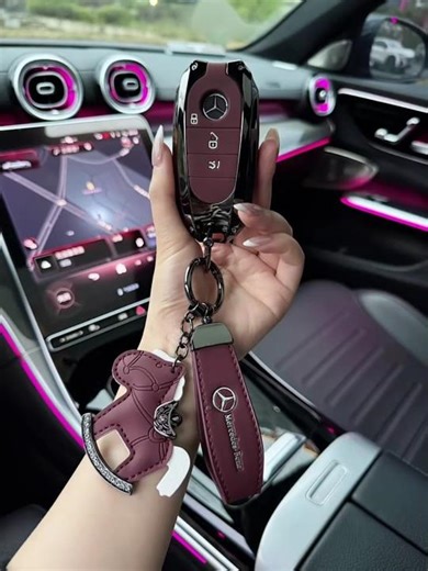 Mercedes-Benz key covers, featuring a Volcanic Red color. #MercedesBenzKey #CarKeyCover #KeyCover