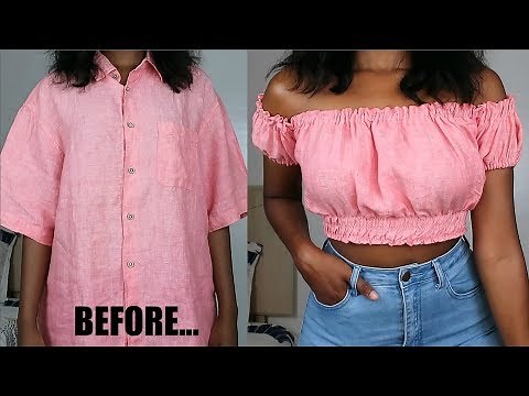 How To Refashion An Old Shirt Into A DIY OFF THE SHOULDER TOP