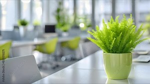 Neat minimalist office space setting with a focus on cleanliness and organization. Concept Minimalist Office Decor, Clean Workspace, Organized Office Setting