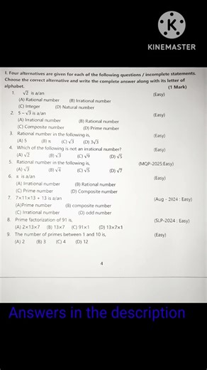 Real Numbers, Class 10,Top 25 MCQs