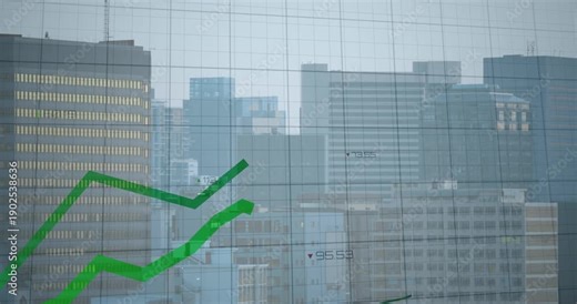 Single green line appearing left tracing upward lines drawing labels popping showing trade trends