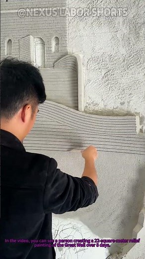One Person Finishes 22㎡ Great Wall Relief Painting in 8 Days