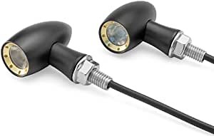 Motorcycle Mini LED Turn Signals and Running Lights with Gold Bezel - Custom Bikes & Retro Cafe Racers