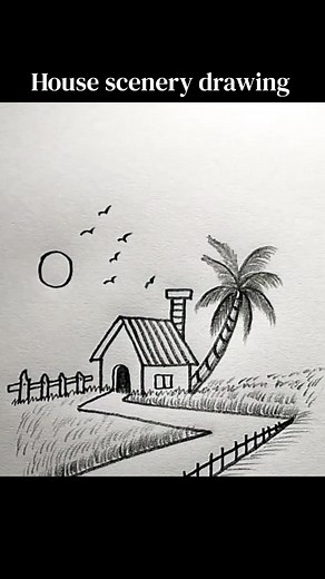 Beautiful House Scenery Drawing Art Techniques