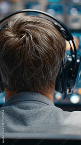 Shared control moment between a human operator and an AI in a fusion reactor control room. Stock Video